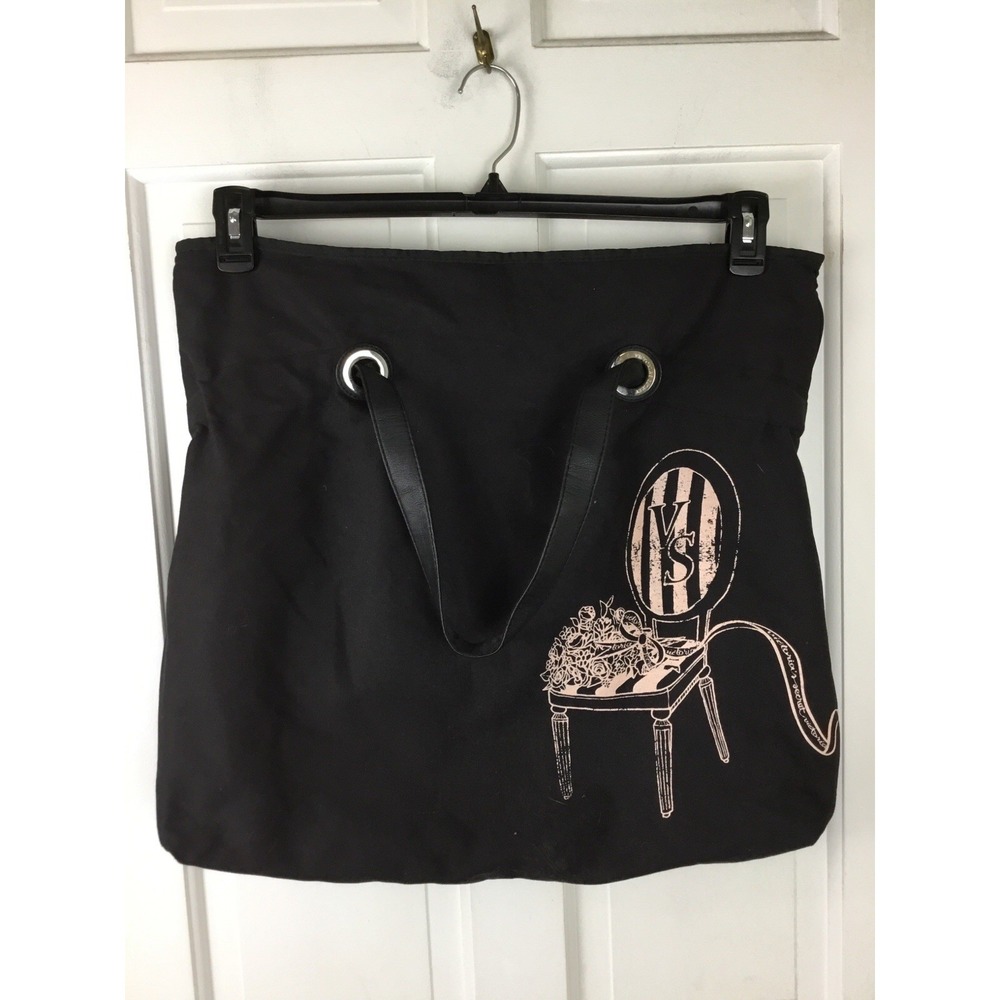 Vintage Victoria's Secret Black Travel Overnight Bag 21.5 x 16" Tote